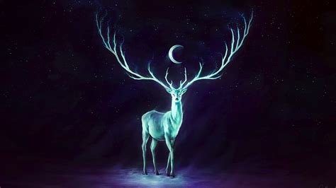 1824x2736px Free Download Hd Wallpaper Moon Horns Deer Fantasy Art
