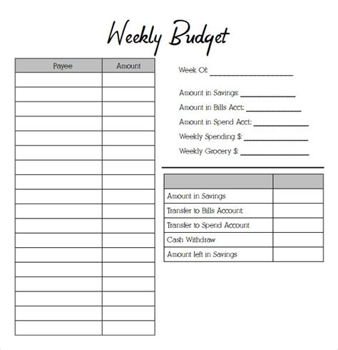 Weekly Budget Templates Free Ms Word Excel Pdf Weekly Budget
