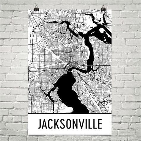 Jacksonville Fl Street Map Poster Jacksonville Map Map Art Modern