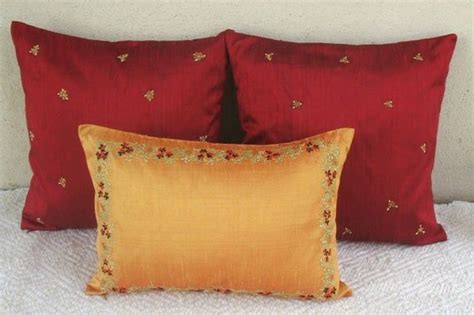 Red Silk Cushion Cover With Vintage Style Floral Etsy Luxury Silk