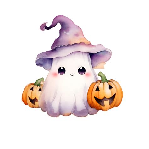 Download Cute Halloween Ghost Watercolor Clipart Ai Generated For Free