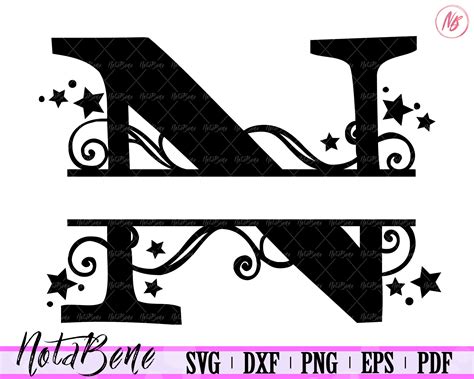 N Split Monogram Svg Split Letter N Svg Diviso Iniziale N File Etsy