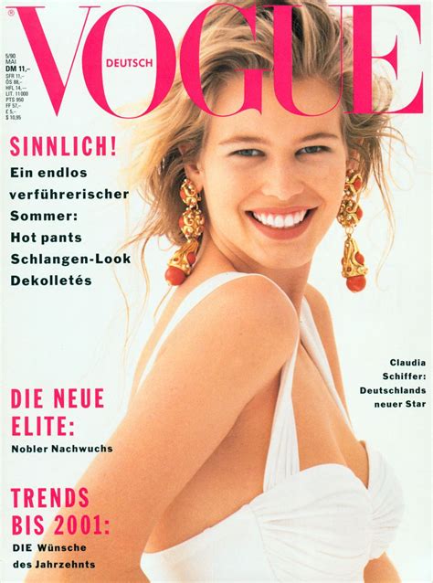 Claudia Schiffer Vogue Deutsch May 1990 Vogue Magazine Covers Fashion Magazine Cover Fashion