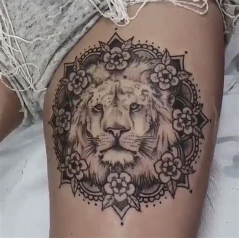 Pin By Breena Ramsunder On Tattoospiercings Lion Tattoo On Thigh