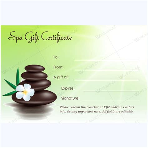 Printable Spa Day Voucher Template