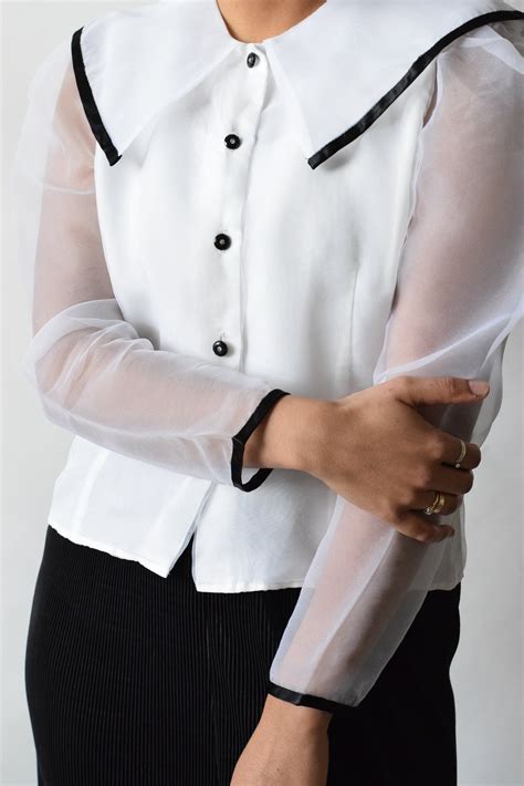 White Organza Sleeved Blouse