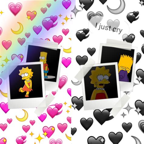 Simpsons Lisa Bart Happy Sad Rainbow Text Emoji