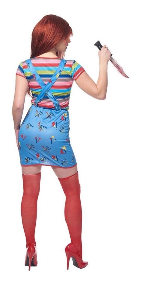 Este disfraz se compone de un vestido con falda a rayas rojas y blancas con salpicaduras de sangre. Disfraz De Chucky Para Mujer Completo ! - $ 2,900.00 en Mercado Libre