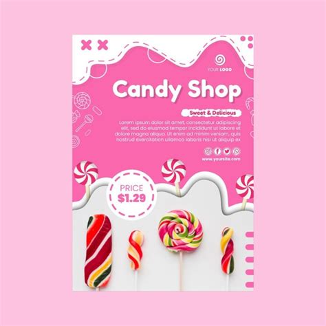 Candy Shop Vertical Flyer Template Free Vector