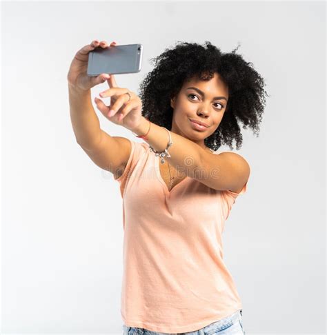 Young African American Woman Taking A Selfie Self Portrait Black