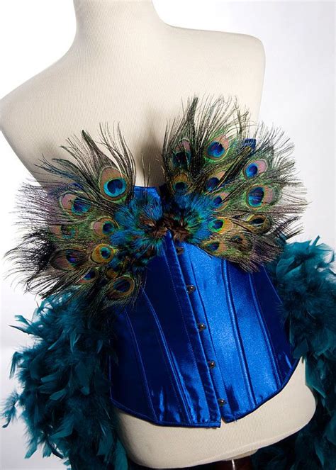 Large Peacock Costume Burlesque Feather Corset Fantasy By