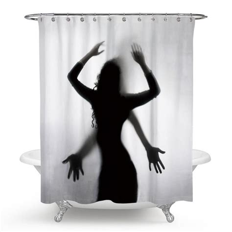 Sexy Character Shadow Waterproof Shower Curtain Art Printing Polyester Fabric Bathroom Window