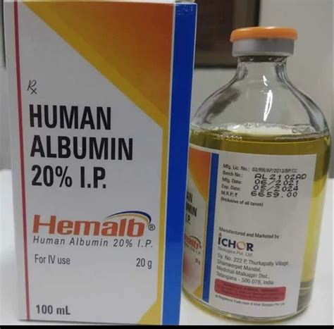 hemalb infusion albumin 20 for hospital 100 ml in 1 bottle at rs 6501 bottle in surat