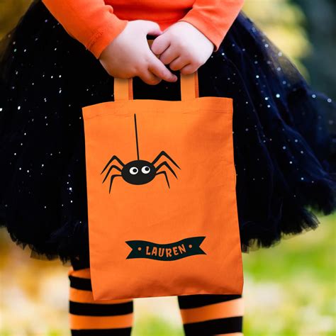 Personalised Spider Trick Or Treat Bag Halloween Bags Stickerscape Uk
