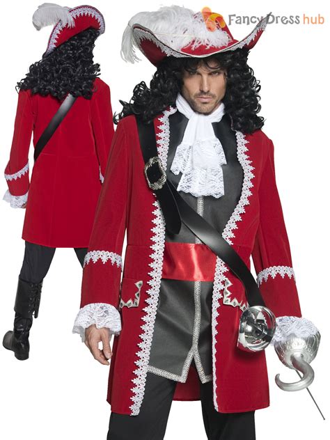 Mens Ladies Deluxe Authentic Pirate Costume Captain Hook Couples Fancy