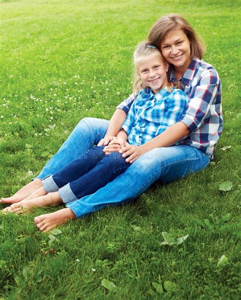 Child And Happy Parent Concept Hugging Mother And Daughter Stock