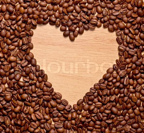 Coffee Heart On Wooden Background Love Stock Image Colourbox