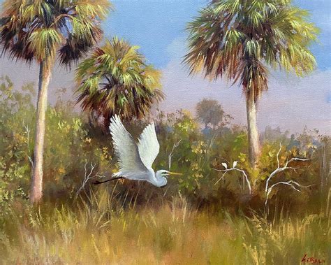 Florida Landscape And Wildlife Art Print Painting By Karim Gebahi Pixels
