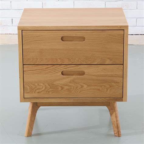Maximus 2 Drawer Bedside Table Solid Oak 45x55x60cm Angled Legs