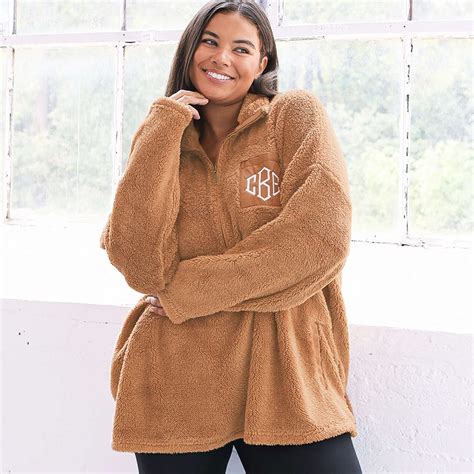 monogrammed sherpa pullover tunic marleylilly