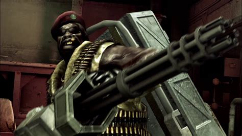 Resident Evil 5 Gatling Gun Majini Boss Fight Youtube
