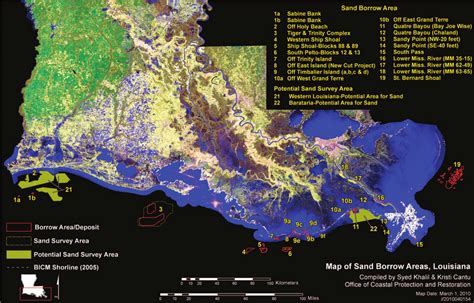 Map Showing Various Sand Deposits Off Coastal Louisiana Download