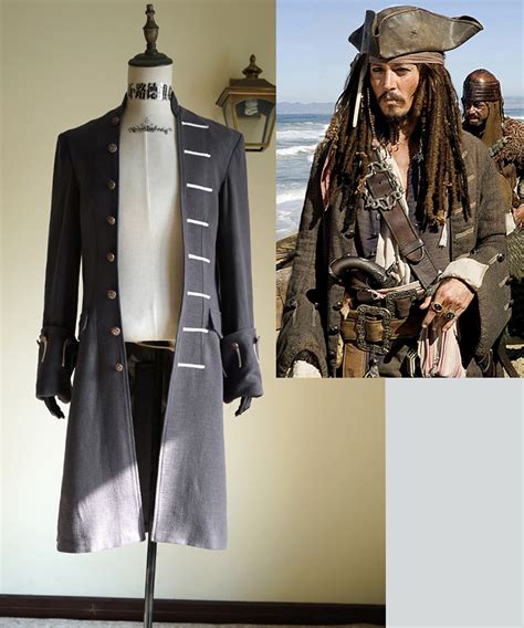 Pirates Of The Caribbean Captain Jack Sparrow Cosplay Costume Coat