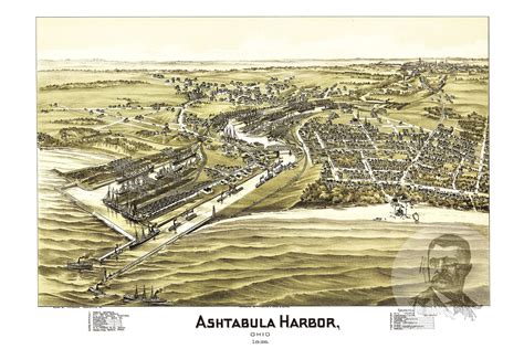 Ashtabula Ohio Vintage Maps Art Vintage Prints Birds Eye View Map