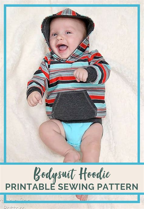 Printable Sewing Pattern Baby Bodysuit With Hood Hooded Onesie