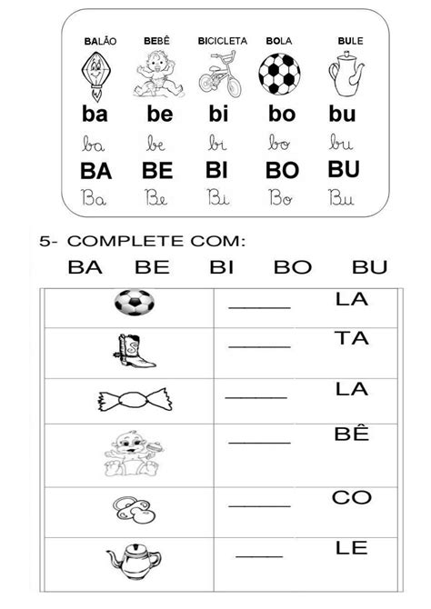 Atividade sobre sílabas B Pedagogia Comunicação e Linguagem