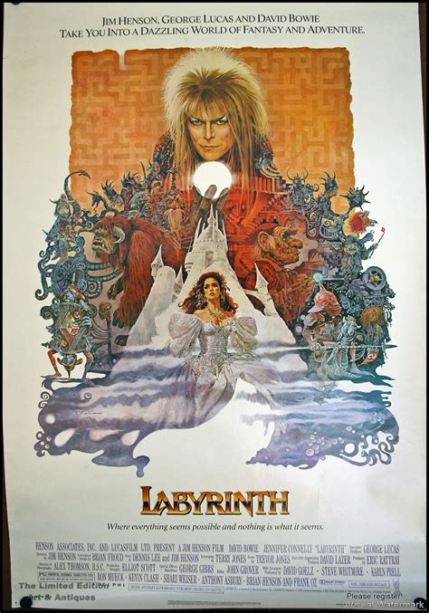 For some, david bowie's most vivid persona is not ziggy stardust or the thin white duke, but jareth the goblin king, star of the movie labyrinth, which hit theatres on 27 june 1986. LABYRINTH "1 Sheet" David Bowie Poster - Original Vintage ...