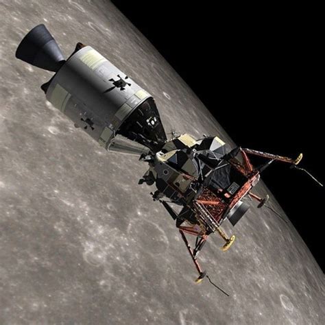 Apollo Command Service Module And Lunar Module In Lunar Orbit