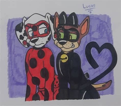 Misterbug Marshall And Cat Noir Chase By L21fanarts On Deviantart Paw