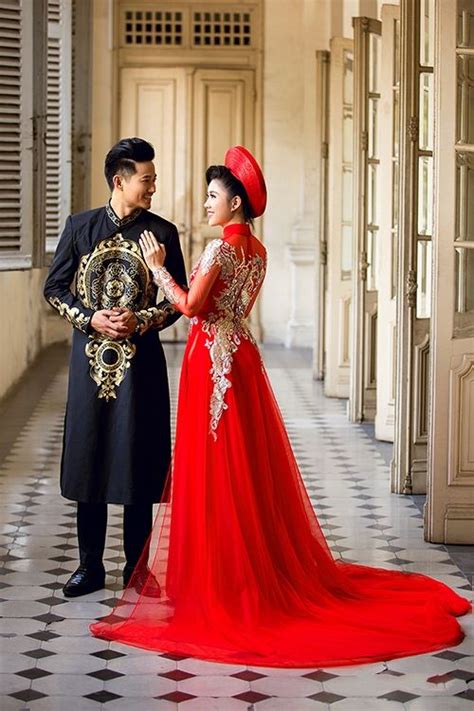 Ao Dai Cuoi Lp Qb Vietnamese Wedding Dress Traditional Vietnamese Wedding Vietnamese Wedding