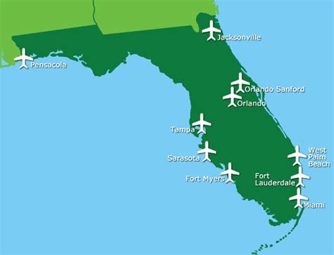 Map Of Florida Cities And Airports Map Vector