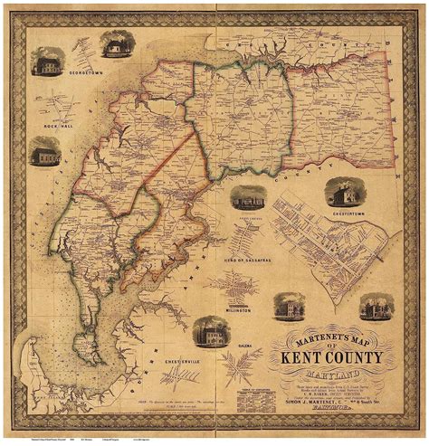 Kent County Maryland 1860 By Simon J Martenet Wall Map