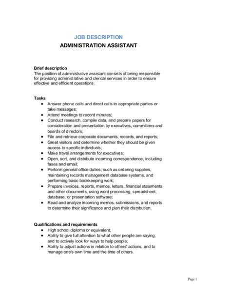 The administrative assistant job description can differ from company to company but these are the typical duties and responsibilities of the administrative assistant job. Administrative Assistant Job Description Template By ...