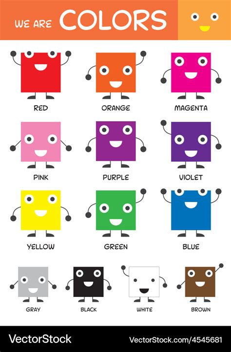 Kids Basic Colors Chart Royalty Free Vector Image
