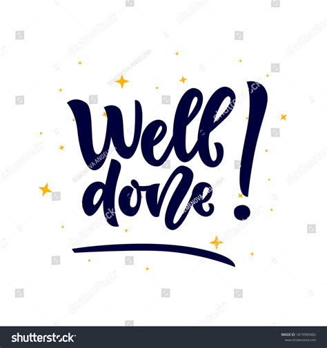 Well Done Word Isolated Stars Hand Stock Vector Royalty Free