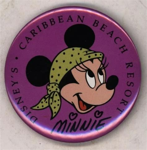 1990S DISNEY MINNIE Caribbean Beach Resort 2 1/2" Pinback Button $25.00 ...