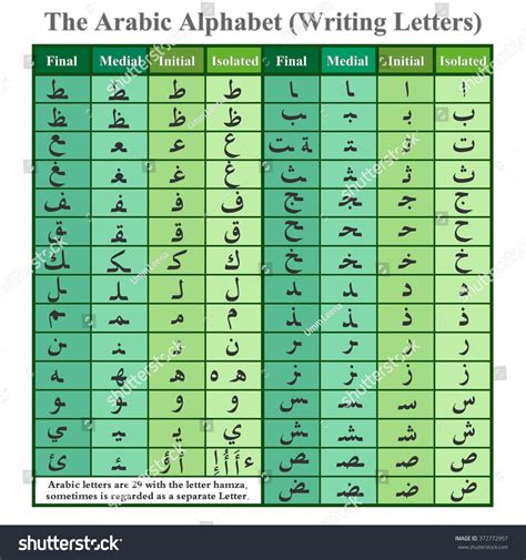 Arabic Alphabet Writing Letters Green 스톡 벡터 로열티 프리 372772957 Shutterstock