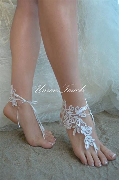 ivory lace sandals beach wedding barefoot sandals lace anklet wedding shoes lace lace