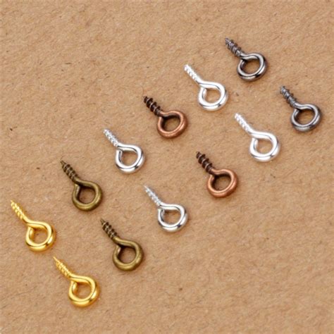 200pcs small tiny mini eye pins eyepins hooks eyelets screw threaded iron clasps hooks jewelry