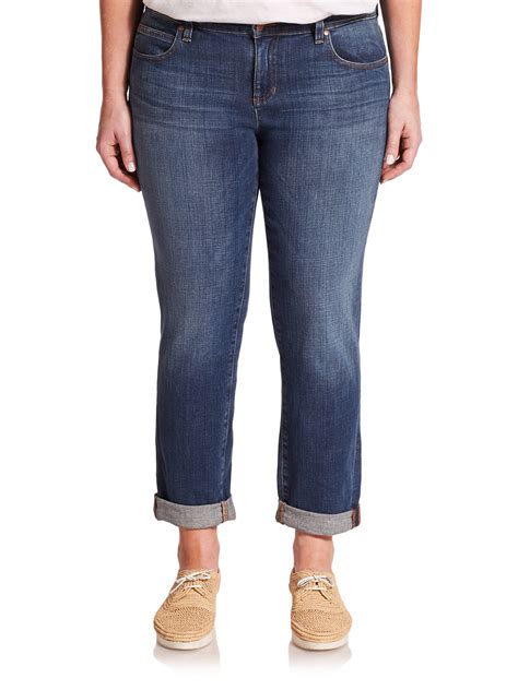 Lyst Eileen Fisher Rolled Cuffed Boyfriend Jeans In Blue