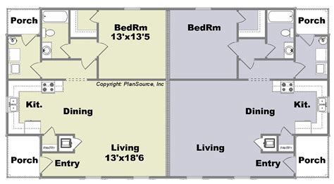 Duplex Plan J0205 11d PlanSource Inc One Bedroom Duplex Plan