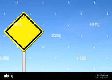 Blank Yellow Traffic Sign With Blue Sky Background Stock Photo Alamy