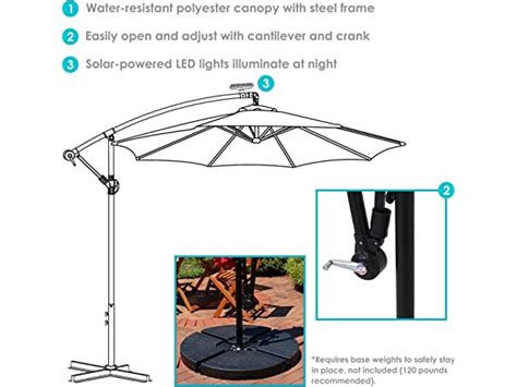 Sunnydaze Offset Patio Umbrella W Solar LED Lights