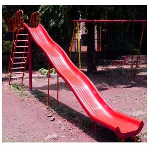 Red Fibreglass Frp Playground Wave Slide For Outdoor Age Group 3 To