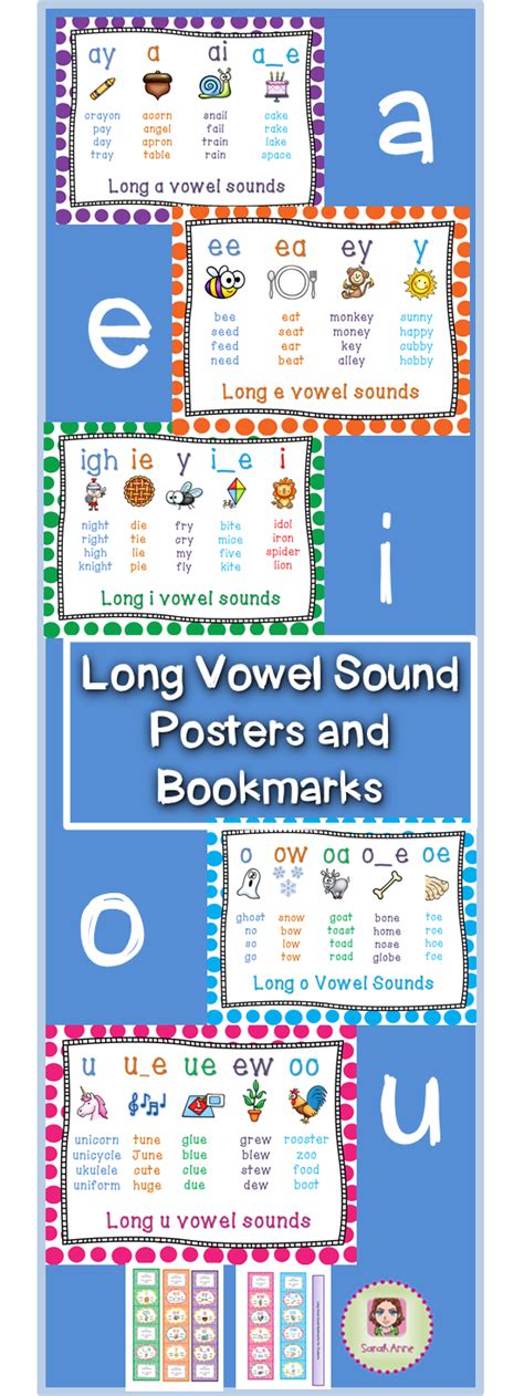 Long Vowel Sound Poster Bundle Includes 28 Posters And 5 Bookmarks