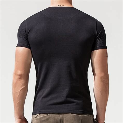 Palglg Mens Cotton Muscle Slim Fitted Sport Henley T Shirt With Button